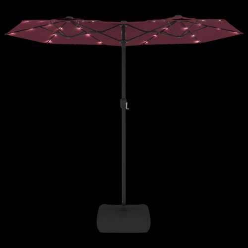 Dvostruki vrtni suncobran s LED svjetlima bordo 316 x 240 cm - Crvena 1 Cijena