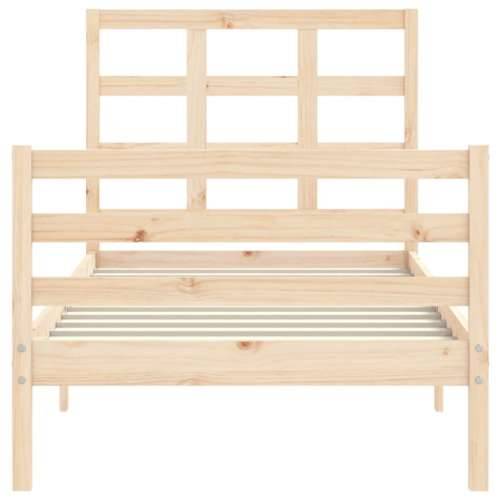 Okvir kreveta s uzglavljem mali jednokrevetni masivno drvo - Prirodna 75 x 190 cm Cijena