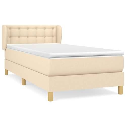 Krevet s oprugama i madracem krem 90 x 190 cm od tkanine - Krema 90 x 190 cm gumbi Cijena