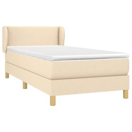 Krevet s oprugama i madracem krem 90 x 190 cm od tkanine - Krema 90 x 190 cm Obično s čavlima Cijena