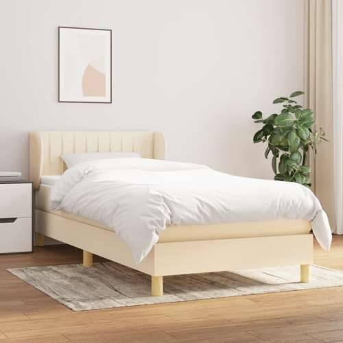 Krevet s oprugama i madracem krem 90 x 190 cm od tkanine - Krema 90 x 190 cm Okomite pruge Cijena