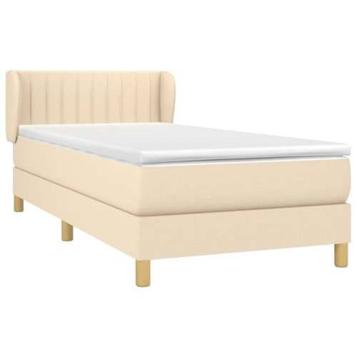 Krevet s oprugama i madracem krem 90 x 190 cm od tkanine - Krema 90 x 190 cm Okomite pruge Cijena