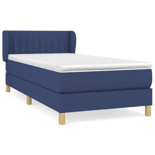 Krevet s oprugama i madracem plavi 90 x 190 cm od tkanine - Plava 90 x 190 cm Okomite pruge Cijena