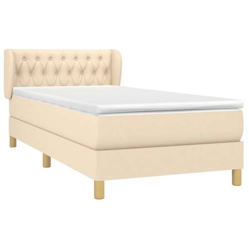 Krevet s oprugama i madracem krem 90 x 190 cm od tkanine - Krema 90 x 190 cm Dizajn s gumbima Cijena