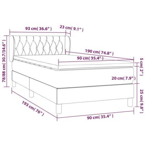 Krevet s oprugama i madracem krem 90 x 190 cm od tkanine - Krema 90 x 190 cm Dizajn s gumbima Cijena