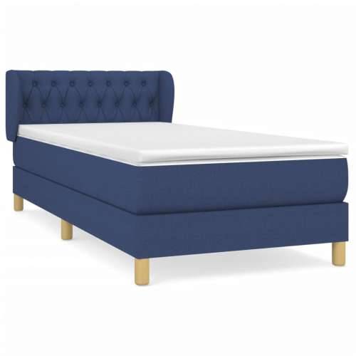 Krevet s oprugama i madracem plavi 90 x 190 cm od tkanine - Plava 90 x 190 cm Dizajn s gumbima Cijena