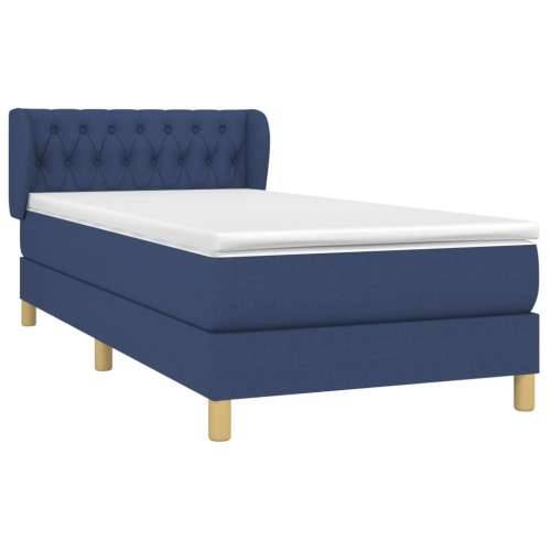 Krevet s oprugama i madracem plavi 90 x 190 cm od tkanine - Plava 90 x 190 cm Dizajn s gumbima Cijena
