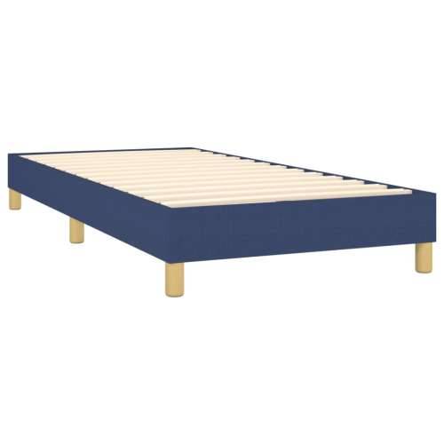 Krevet s oprugama i madracem plavi 90 x 190 cm od tkanine - Plava 90 x 190 cm Dizajn s gumbima Cijena