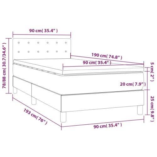 Box spring krevet s madracem crni 90x190 cm od tkanine - Crna 90 x 190 cm gumbi Cijena