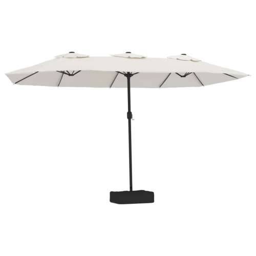 Dvostruki vrtni suncobran LED pješčano bijeli 449 x 245 cm - Bijela 1 Cijena