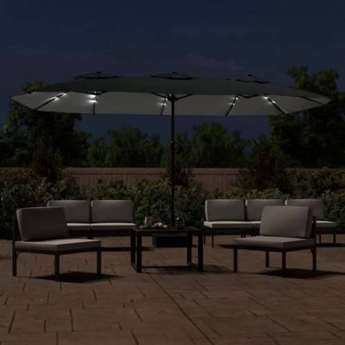Dvostruki vrtni suncobran s LED svjetlima antracit 449 x 245 cm - Antracit 1 Cijena