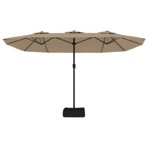 Dvostruki vrtni suncobran s LED svjetlima smeđesivi 449x245 cm - Sivo-smeđa 1 Cijena