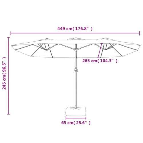 Dvostruki vrtni suncobran s LED svjetlima smeđesivi 449x245 cm - Sivo-smeđa 1 Cijena