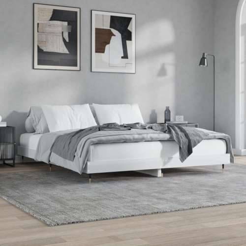 Okvir za krevet visoki sjaj bijeli 160x200 cm konstruirano drvo