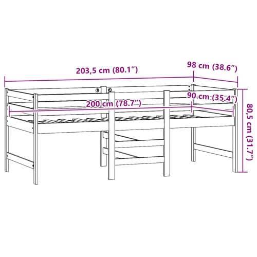 Okvir kreveta bez madraca bijeli 90 x 200 cm masivna borovina - Bijela Cijena