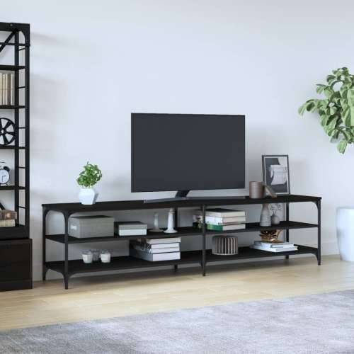 TV ormarić crni 200 x 30 x 50 cm konstruirano drvo i metal - Crna 1 200 cm Cijena