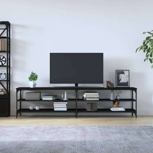 TV ormarić crni 200 x 30 x 50 cm konstruirano drvo i metal - Crna 1 200 cm Cijena