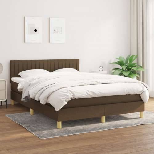 Krevet s oprugama i madracem tamnosmeđi 140 x 190 cm od tkanine - Tamno smeđa 140 x 190 cm Okomite pruge Cijena
