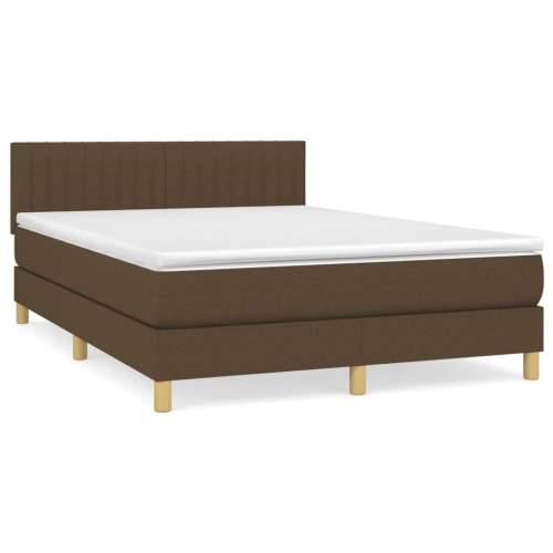 Krevet s oprugama i madracem tamnosmeđi 140 x 190 cm od tkanine - Tamno smeđa 140 x 190 cm Okomite pruge Cijena