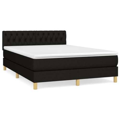 Krevet s oprugama i madracem crni 140 x 190 cm od tkanine - Crna 140 x 190 cm Dizajn s gumbima Cijena