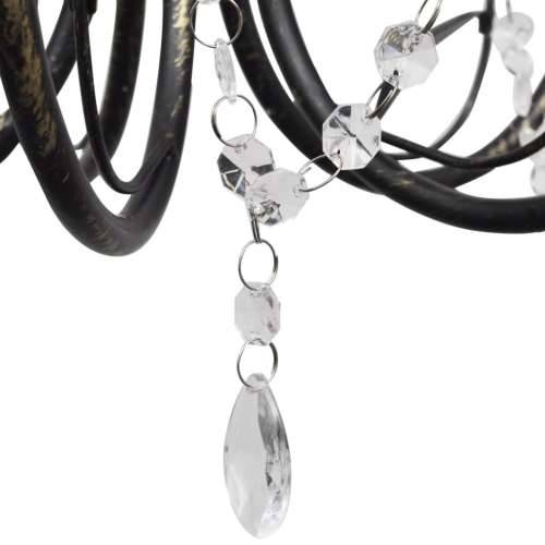Luster s kristalnim perlama Art Noveau metalni crni 3X E14 svjetiljke Cijena