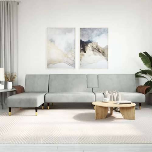 Kutna garnitura na razvlačenje svjetlosiva 279x140x70 cm baršun - Svjetlosiva Cijena