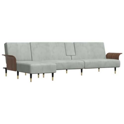 Kutna garnitura na razvlačenje svjetlosiva 279x140x70 cm baršun - Svjetlosiva Cijena