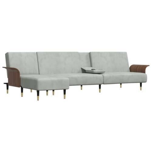 Kutna garnitura na razvlačenje svjetlosiva 279x140x70 cm baršun - Svjetlosiva Cijena
