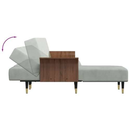 Kutna garnitura na razvlačenje svjetlosiva 279x140x70 cm baršun - Svjetlosiva Cijena