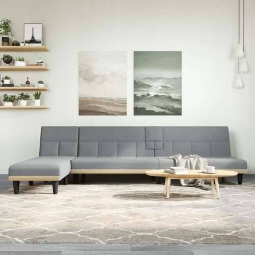 Kutna garnitura na razvlačenje svjetlosiva 255x140x70cm tkanina - Svjetlosiva Cijena