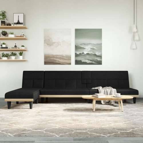 Kutna garnitura na razvlačenje crna 255x140x70 cm od tkanine - Crna Cijena
