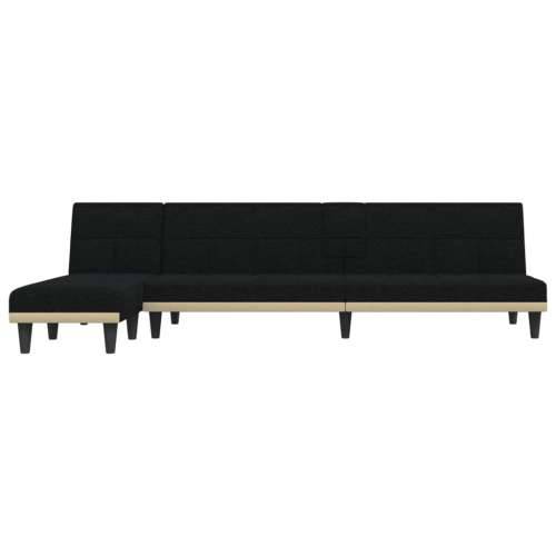 Kutna garnitura na razvlačenje crna 255x140x70 cm od tkanine - Crna Cijena