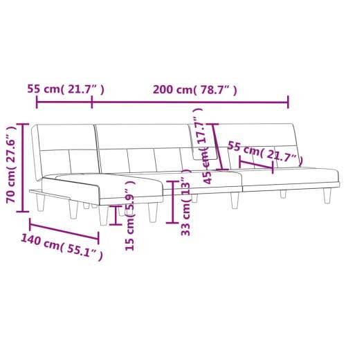Kutna garnitura na razvlačenje crna 255x140x70 cm od tkanine - Crna Cijena