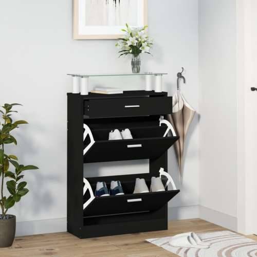Ormarić za cipele crni 63 x 24 x 104 cm od konstruiranog drva - Crna 1 Cijena
