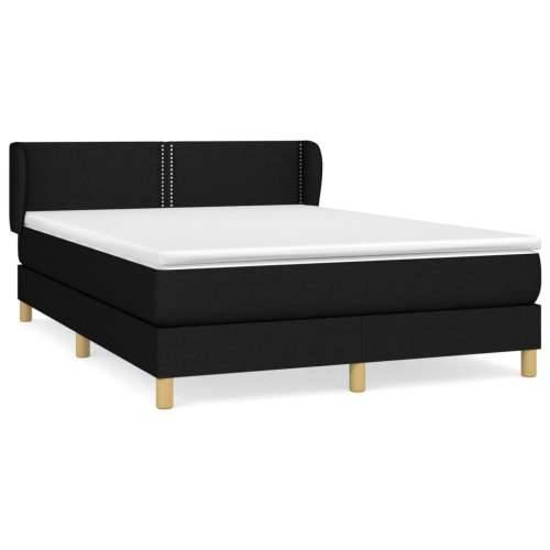 Krevet s oprugama i madracem crni 140 x 190 cm od tkanine - Crna 140 x 190 cm Obično s čavlima Cijena
