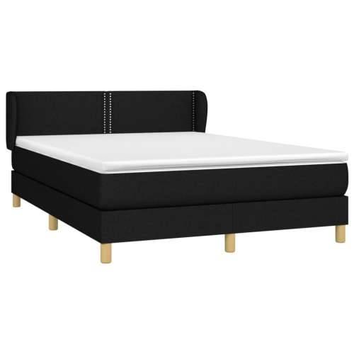 Krevet s oprugama i madracem crni 140 x 190 cm od tkanine - Crna 140 x 190 cm Obično s čavlima Cijena