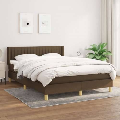 Krevet s oprugama i madracem tamnosmeđi 140 x 190 cm od tkanine - Tamno smeđa 140 x 190 cm Okomite pruge Cijena