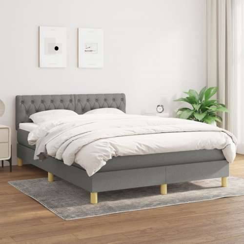 Krevet s oprugama i madracem tamnosivi 140x190 cm od tkanine - Tamno siva 140 x 190 cm Dizajn s gumbima Cijena
