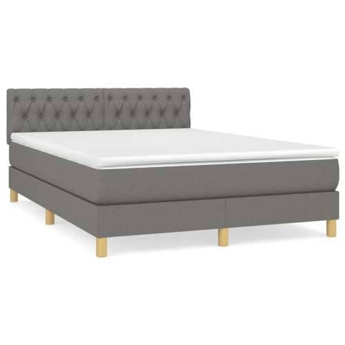 Krevet s oprugama i madracem tamnosivi 140x190 cm od tkanine - Tamno siva 140 x 190 cm Dizajn s gumbima Cijena