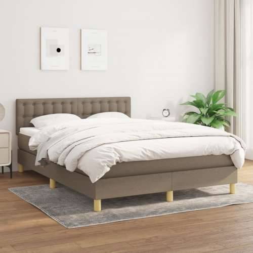 Krevet s oprugama i madracem smeđesivi 140 x 190 cm od tkanine - Sivo-smeđa 140 x 190 cm gumbi Cijena