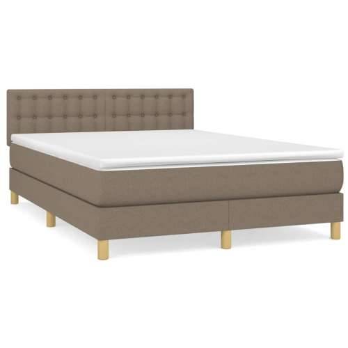 Krevet s oprugama i madracem smeđesivi 140 x 190 cm od tkanine - Sivo-smeđa 140 x 190 cm gumbi Cijena