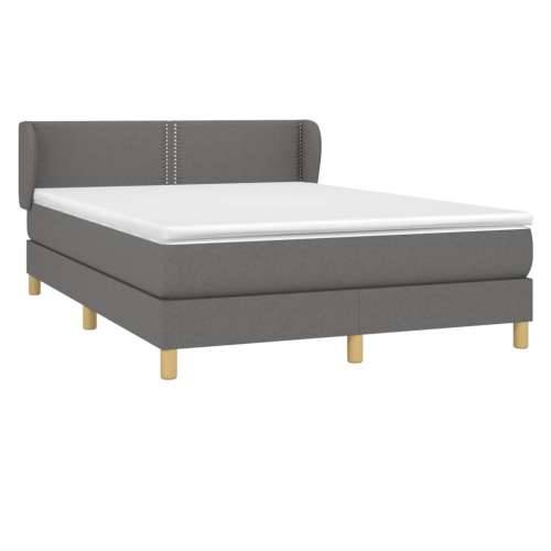 Krevet s oprugama i madracem tamnosivi 140x190 cm od tkanine - Tamno siva 140 x 190 cm Obično s čavlima Cijena