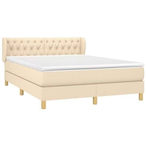 Krevet s oprugama i madracem krem 140 x 190 cm od tkanine - Krema 140 x 190 cm Dizajn s gumbima Cijena