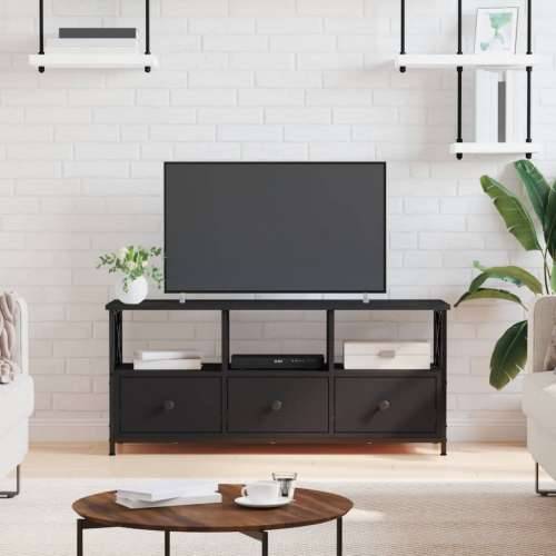 TV ormarić crni 102 x 33 x 45 cm konstruirano drvo i željezo - Crna 1 102 cm Cijena