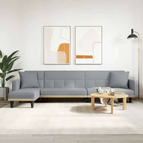 Kutna garnitura na razvlačenje svjetlosiva 275x140x70cm tkanina - Svjetlosiva Cijena