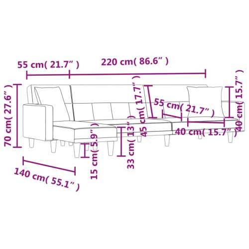 Kutna garnitura na razvlačenje svjetlosiva 275x140x70cm tkanina - Svjetlosiva Cijena
