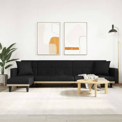 Kutna garnitura na razvlačenje crna 275x140x70 cm od tkanine - Crna Cijena