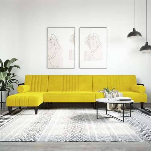 Kutna garnitura na razvlačenje žuta 260x140x70 cm baršunasta - Žuta Cijena