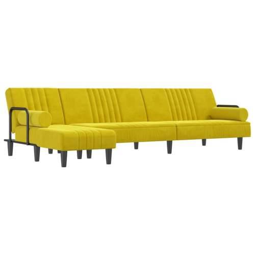 Kutna garnitura na razvlačenje žuta 260x140x70 cm baršunasta - Žuta Cijena