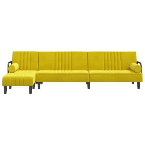 Kutna garnitura na razvlačenje žuta 260x140x70 cm baršunasta - Žuta Cijena